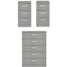 One Call Sanford High Gloss Ready Assembled 3 Piece Package - Chest Of 5 Drawers And 2 Bedside Chest