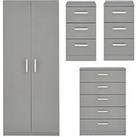One Call Sanford High Gloss Ready Assembled 4 Piece Package - 2 Door Wardrobe, Chest Of 5 Drawers An
