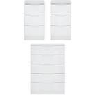 One Call Monaco Ready Assembled 3 Piece Gloss Package - 5 Drawer Chest And 2 Bedside Chests