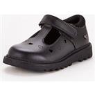 V By Very Toezone Girls Chunky Heart Leather School Shoe - Black