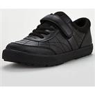 V By Very Older Kids Lace Leather Trainer School Shoe - Black Standard Fit