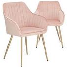 Very Home Pair Of Alisha Brass Legged Dining Chairs - Pink/Brass