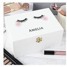 The Personalised Memento Company Personalised Eyelashes Wooden Make Up Box - A Perfect Gift