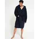 Everyday Supersoft Dressing Gown With Hood - Navy