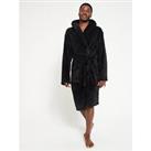 Everyday Supersoft Dressing Gown With Hood - Black