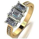 Moissanite Lady Lynsey 9Ct Gold 1.20Ct Shoulder Set Emerald Cut Trilogy Ring