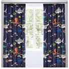 Bedlam Sea Life Glow In The Dark Lined Pleated Curtains
