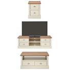 Very Home Crawford 3 Piece Package - Tv Unit, Coffee Table And Lamp Table - Ivory/Oak Effect
