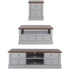 Very Home Crawford 3 Piece Package - Tv Unit, Coffee Table And Lamp Table - Grey/Dark Oak Effect