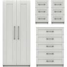 One Call Regal Ready Assembled Package - 2 Door Wardrobe, 5 Drawer Chest And 2 Bedside Chests