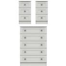 One Call Harris 3 Piece Ready Assembled Package - 5 Drawer Chest And 2 Bedside Chests