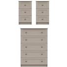 One Call Reid 3 Piece Ready Assembled Package - 5 Drawer Chest And 2 Bedside Cabinets