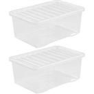 Wham Set Of 2 Clear Plastic Crystal Storage Boxes &Ndash; 45 Litres Each