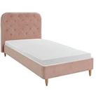 Very Home Freya Velvet Fabric Single Kids Bed Frame & Headboard - Pink - Bed Frame Only