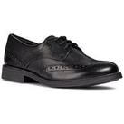 Geox Girls Agata Leather Brogue School Shoes - Black