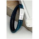 Treat Republic Personalised Men'S Dual Leather Woven Bracelet In Teal