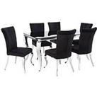 Very Home Grace 160 Cm Rectangle Dining Table + 6 Chairs - Black/Chrome