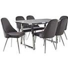 Very Home Ivy Marble Effect 161 Cm Rectangle Dining Table + 6 Chairs