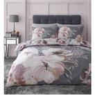 Catherine Lansfield Dramatic Floral Duvet Cover Set - Grey Pink