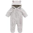 Mini V By Very Baby Unisex Faux Fur Cuddle Suit - Grey