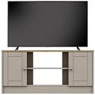 One Call Alderley Ready Assembled Cream Corner Tv Unit - Rustic Oak/Taupe - Fits Up To 48 Inch