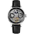 Ingersoll The Jazz Silver Skeleton Moonphase Automatic Dial Black Leather Strap Watch