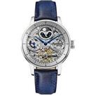 Ingersoll The Jazz Silver Skeleton Moonphase Automatic Dial Blue Leather Strap Watch