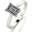 Moissanite 9Ct White Gold 1.18Ct Equivalent Emerald Cut Solitaire Ring