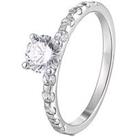 The Love Silver Collection Sterling Silver Cubic Zirconia Solitaire Ring With Set Shoulders