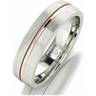 The Love Silver Collection Argentium Silver 5Mm Wedding Band With 9Ct Gold Stripe