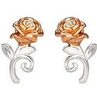 Disney Beauty And The Beast Rose Gold Plated Sterling Silver Rose Stud Earrings