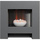 Adam Fires & Fireplaces Cubist Grey Electric Suite