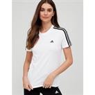 Adidas Essentials Slim 3-Stripes T-Shirt - White/Black