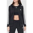 Adidas Sportswear Women'S Essentials 3 Stripes Full Zip Hoodie - Black/White