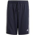 Adidas Boys Junior 3-Stripes Woven Shorts - Navy/White