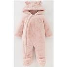 Mini V By Very Baby Girls Faux Fur Cuddle Suit - Pink
