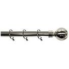 Very Home Palermo Ball Finial 25-28Mm Extendable Curtain Pole &Ndash; Stainless Steel