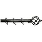Very Home Palermo Cage Finial 25-28Mm Extendable Curtain Pole &Ndash; Pewter