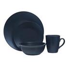 Premier Housewares Black Glazed 16-Piece Stoneware Dinner Set