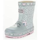 Everyday Toezone Leopard Print Wellie - Grey/Pink