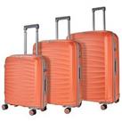Rock Luggage Sunwave 8-Wheel Suitcases - 3 Piece Set - Peach