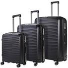 Rock Luggage Sunwave 8-Wheel Suitcases - 3 Piece Set - Black