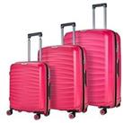 Rock Luggage Sunwave 8-Wheel Suitcases - 3 Piece Set - Pink