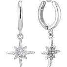 The Love Silver Collection Sterling Silver North Star Cubic Zirconia Huggie Hoop Earrings