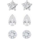 The Love Silver Collection Sterling Silver Set Of Three Cz Shape Studs