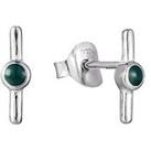 The Love Silver Collection Sterling Silver Enamel Green Bar Studs