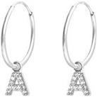 The Love Silver Collection Sterling Silver Personalised Initial 14Mm Hoop Earrings - L