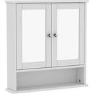 Bath Vida Priano 2 Door Mirrored Bathroom Wall Cabinet With Shelf - White