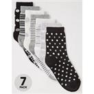 Everyday Girls 7 Pack Mono Stripe And Spot Socks - Multi