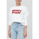 Levi'S 100% Cotton Batwing Logo Standard Crew Neck Jumper - White